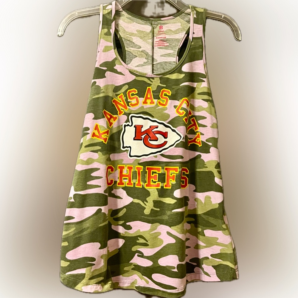 KC Chiefs Womens NFL Military Camo Racerback Tank Top Tee Shirt Kansas City S